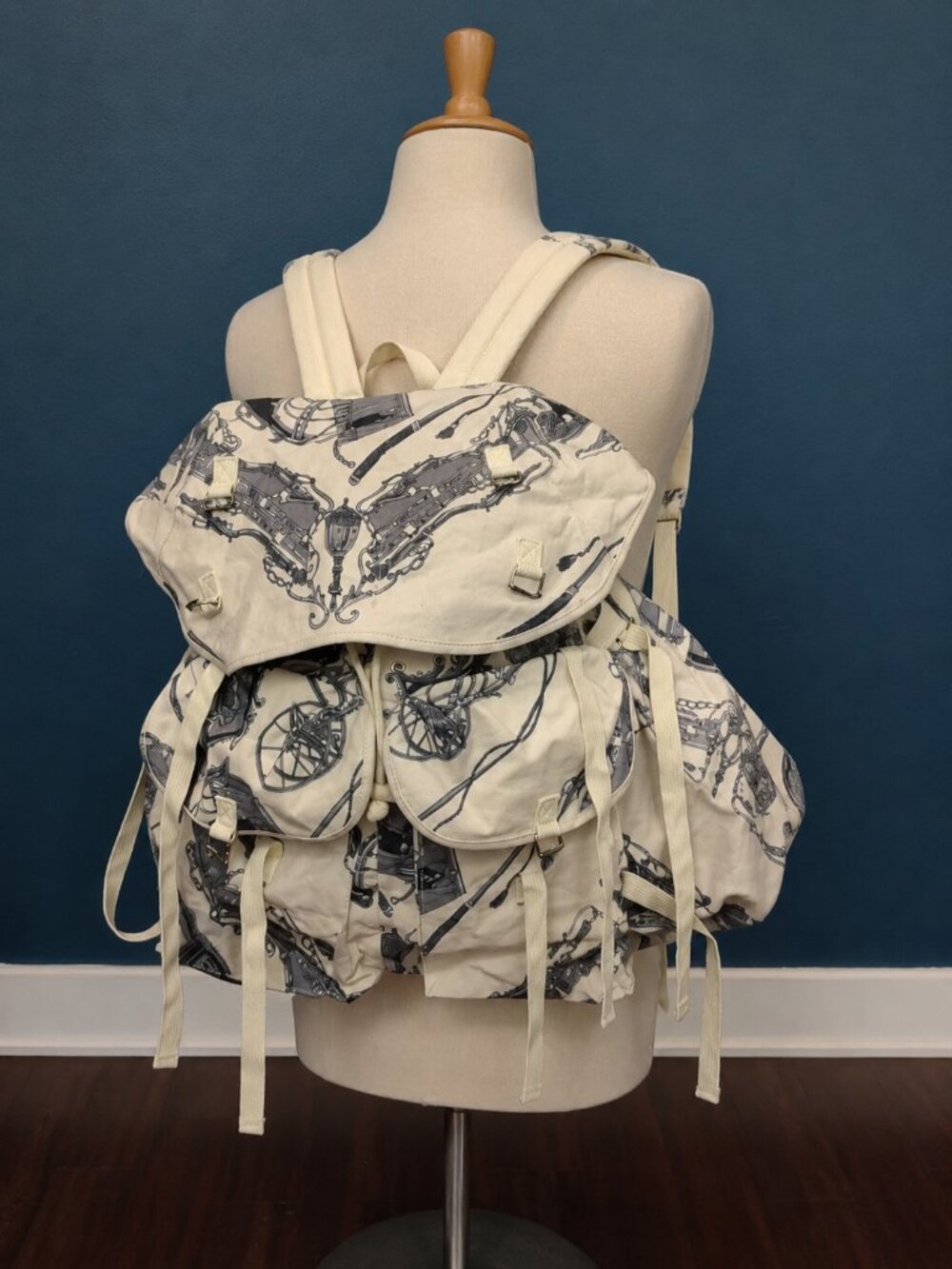BERNHARD WILLHELM Rare Early 2000s Archival Printed Canvas Backpack